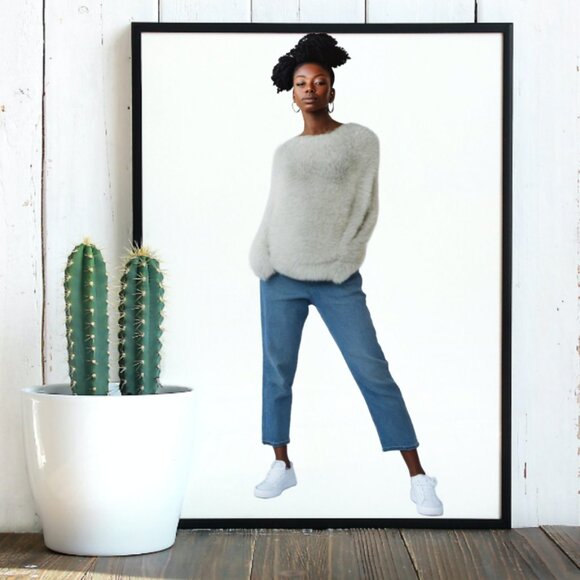 Elan White Angora Mohair Style LS Crewneck Pullover Sweater, Size Medium - Picture 2 of 8